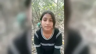 Cute Nepali school girl having sex with her boyfriend in jungle