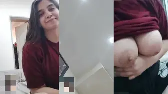 Girl showing boobs on camera to her new boyfriend
